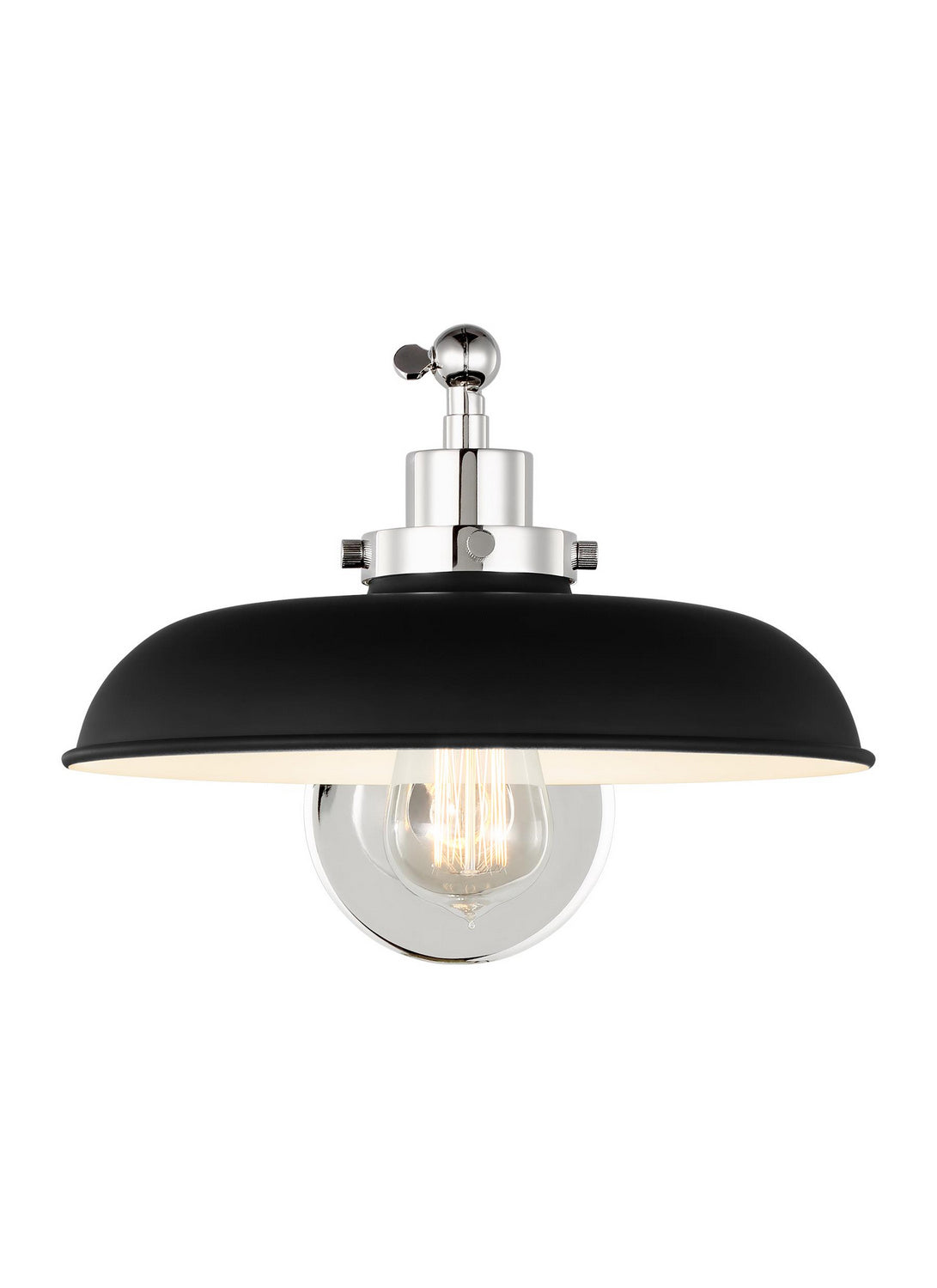 Wellfleet One Light Wall Sconce in Midnight Black and Polished Nickel