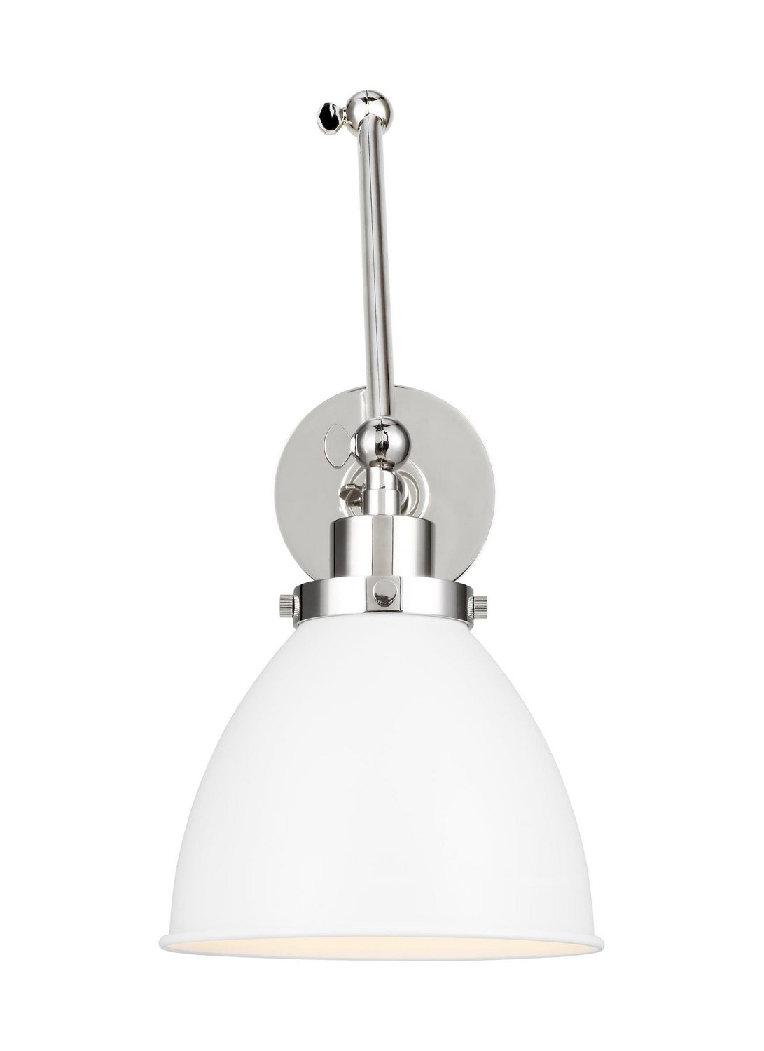 Wellfleet One Light Wall Sconce in Matte White and Polished Nickel