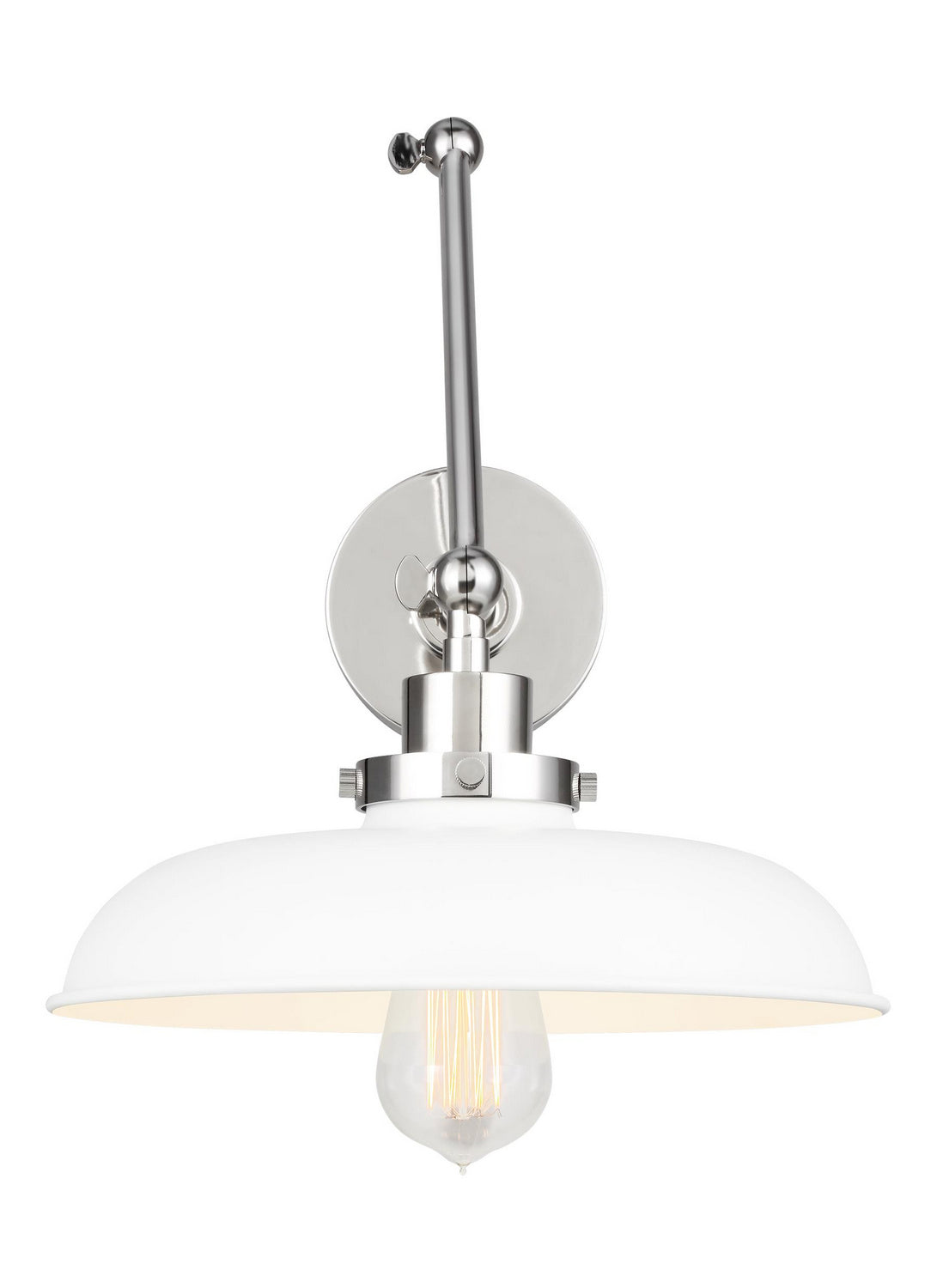 Wellfleet One Light Wall Sconce in Matte White and Polished Nickel