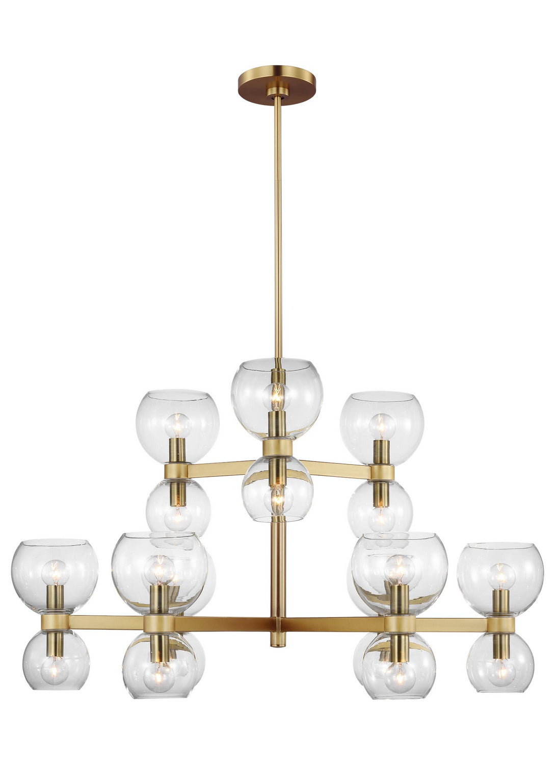 Londyn 18 Light Chandelier in Burnished Brass with Clear Glass