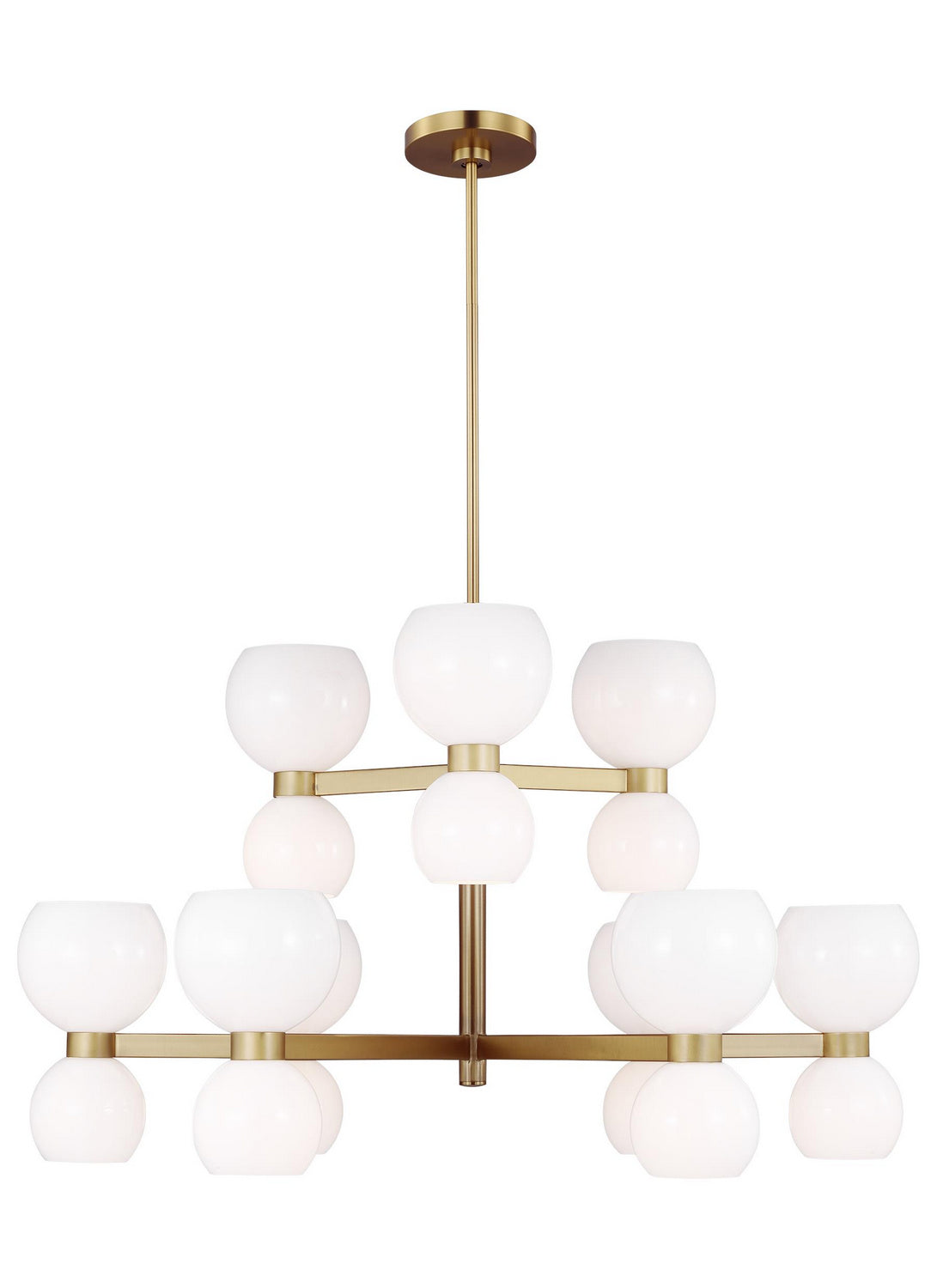 Londyn 18 Light Chandelier in Burnished Brass with Milk White Glass