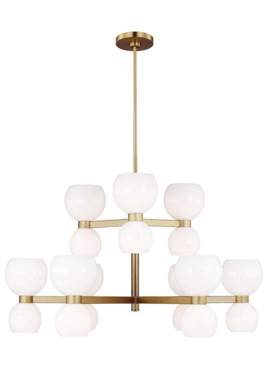 Londyn 18 Light Chandelier in Burnished Brass with Milk White Glass