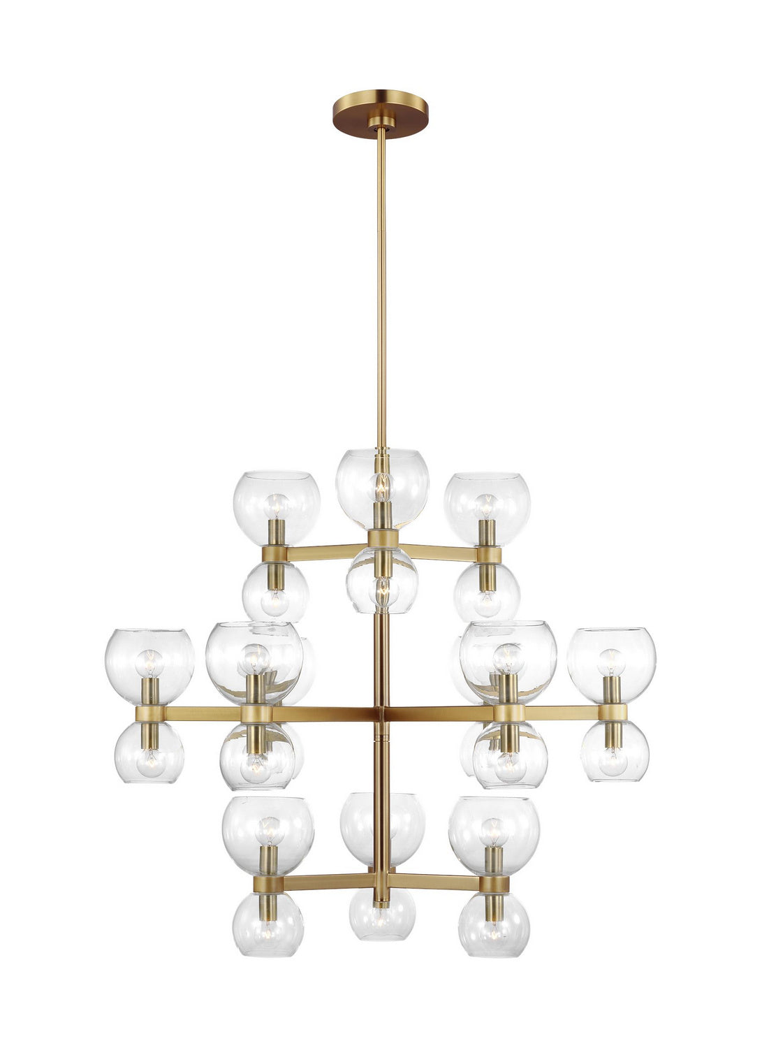 Londyn 24 Light Chandelier in Burnished Brass with Clear Glass