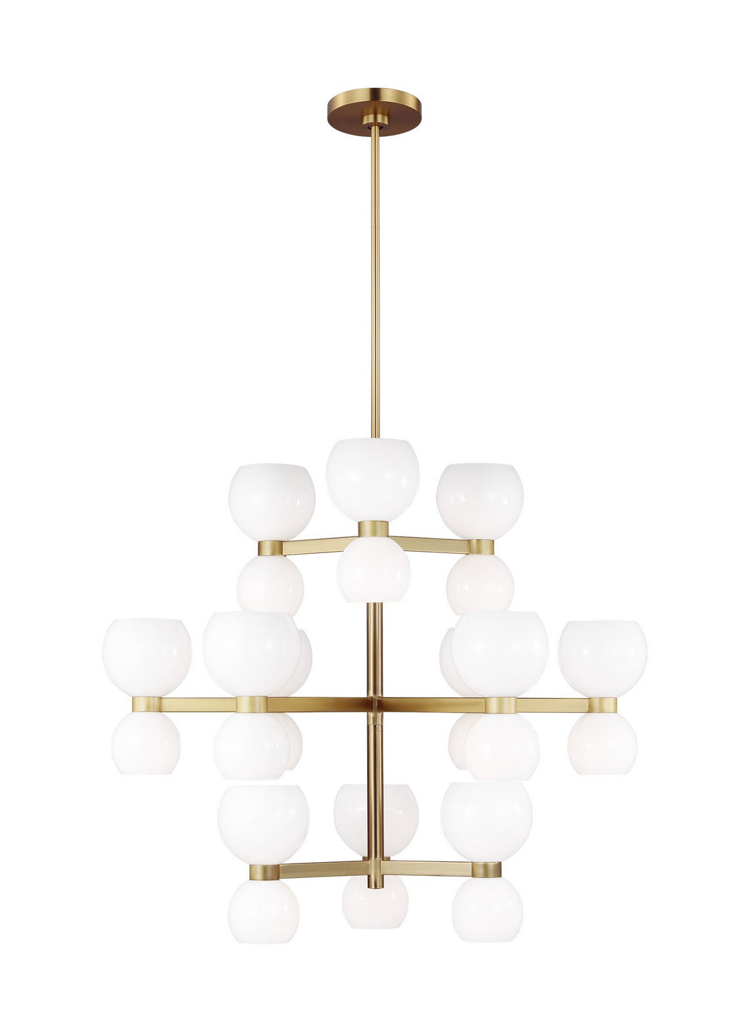 Londyn 24 Light Chandelier in Burnished Brass with Milk White Glass