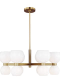 Londyn 12 Light Chandelier in Burnished Brass with Milk White Glass