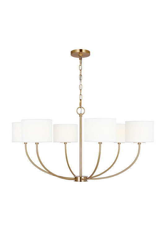 Sawyer Six Light Chandelier in Burnished Brass