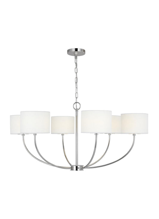 Sawyer Six Light Chandelier in Polished Nickel