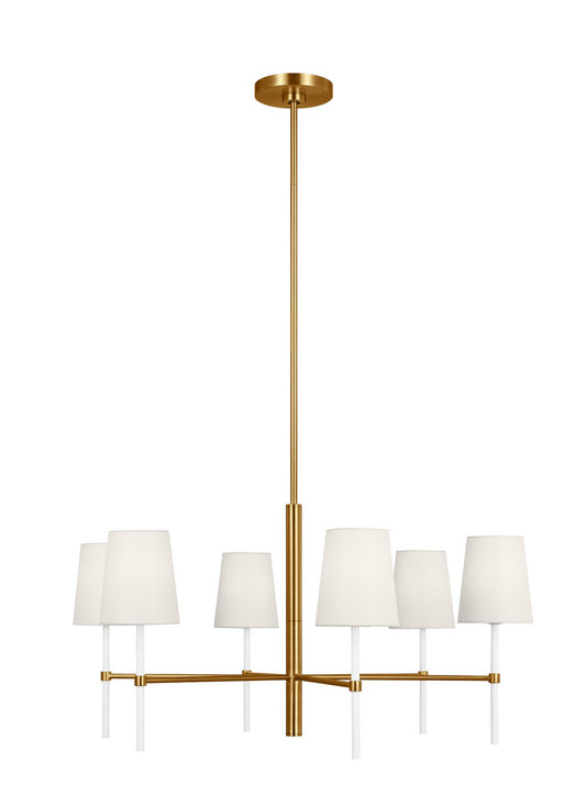 Monroe Six Light Chandelier in Burnished Brass