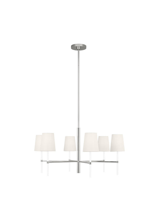 Monroe Six Light Chandelier in Polished Nickel