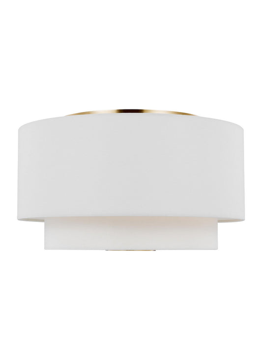 Sawyer Three Light Flush Mount in Burnished Brass