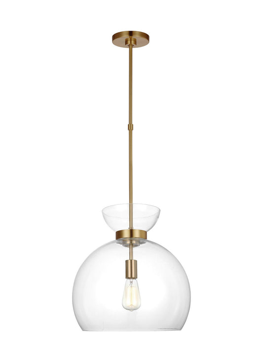 Londyn One Light Pendant in Burnished Brass with Clear Glass