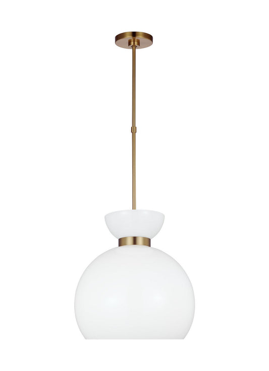 Londyn One Light Pendant in Burnished Brass with Milk White Glass