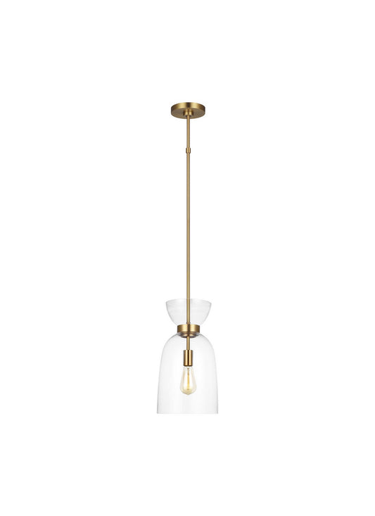 Londyn One Light Pendant in Burnished Brass with Clear Glass