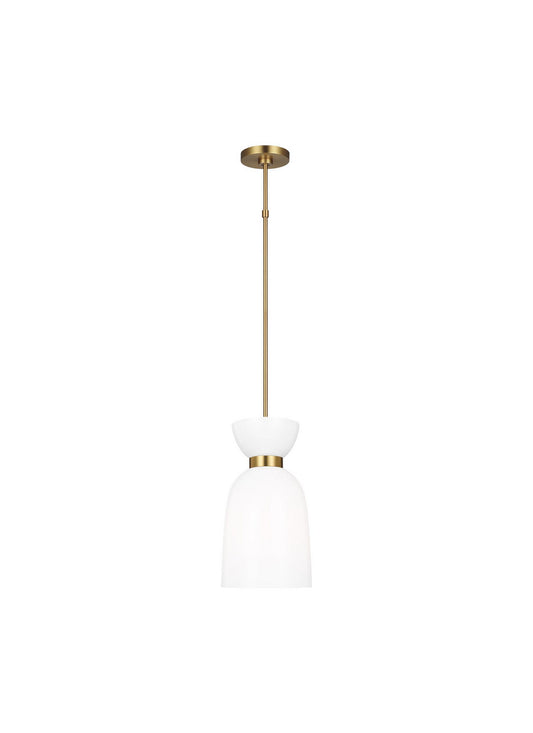 Londyn One Light Pendant in Burnished Brass with Milk White Glass