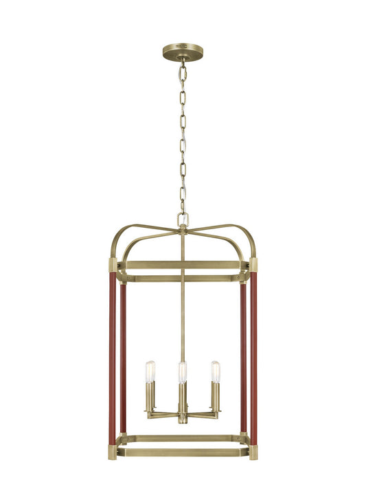 Hadley Six Light Lantern in Time Worn Brass