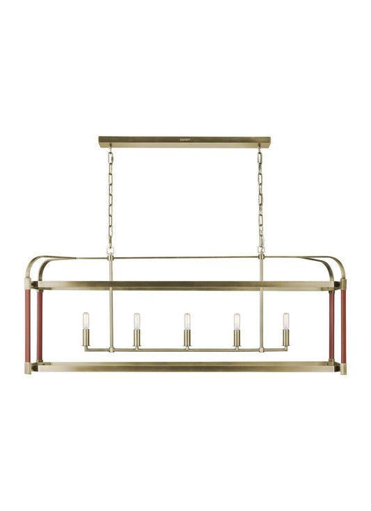 Hadley Five Light Chandelier in Time Worn Brass