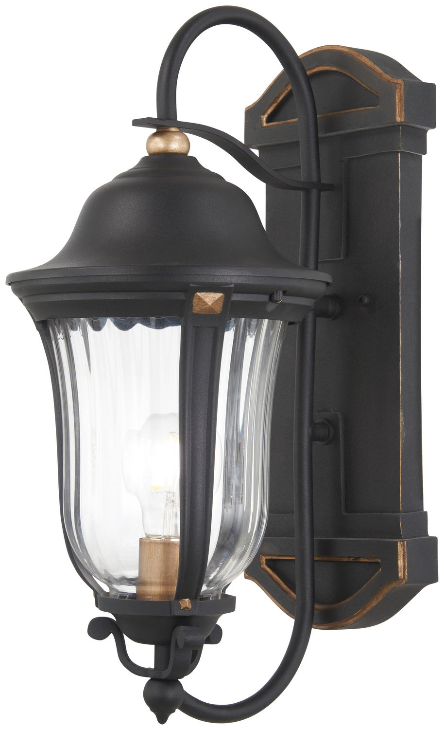 Peale Street One Light Outdoor Wall Mount in Sand Coal And Vermeil Gold