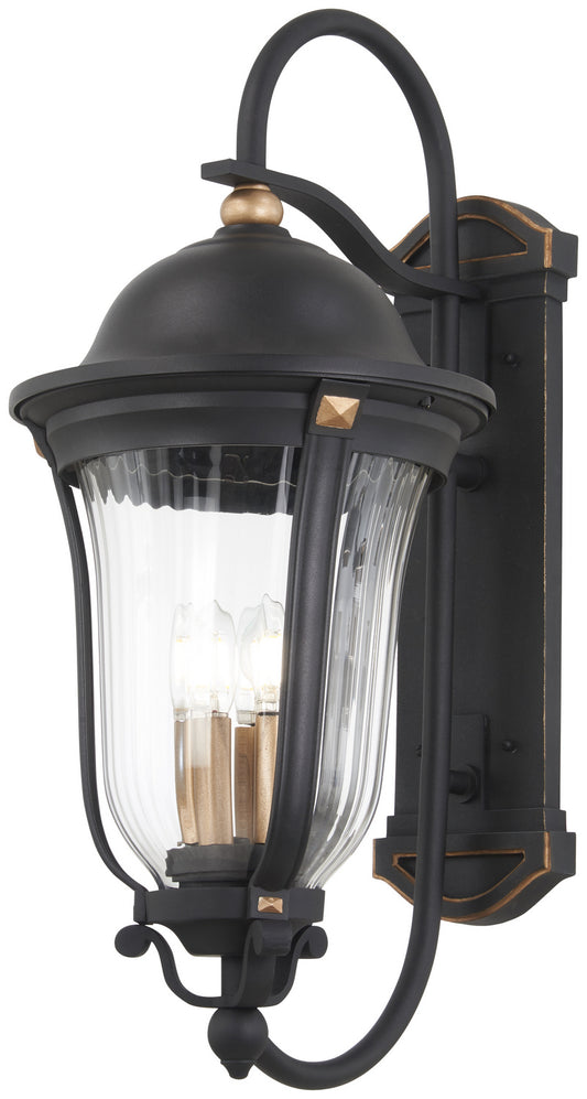 Peale Street Three Light Outdoor Wall Mount in Sand Gold And Vermeil Gold