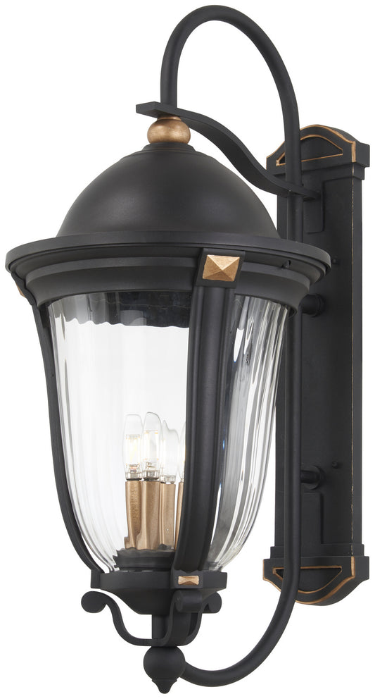 Peale Street Five Light Outdoor Wall Mount in Sand Coal And Vermeil Gold