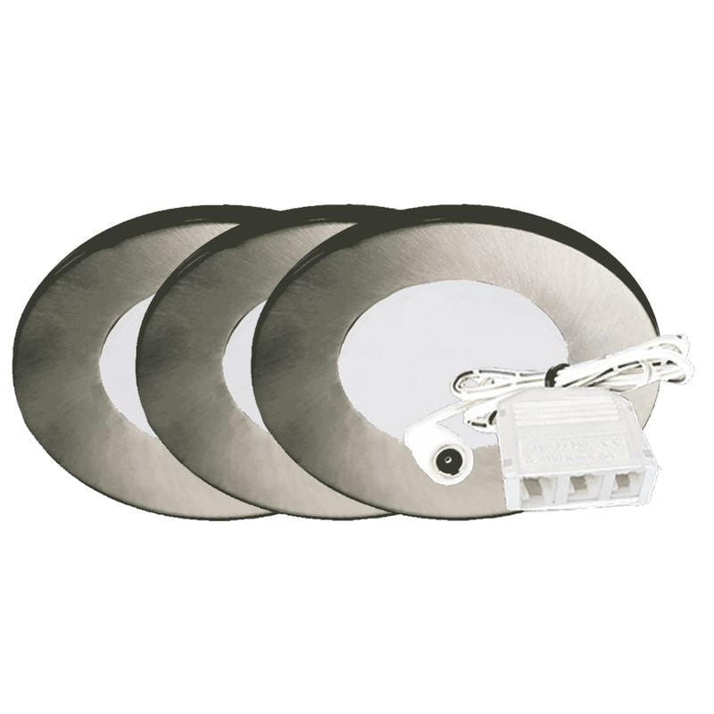 3-Pack Kit Slim Puck Light in Brushed Nickel