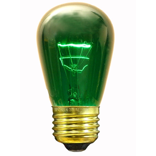 11S14 Sign Bulb, 11W, 130V, E27 base, transparent green - (5