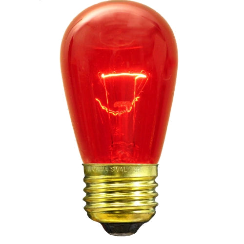 11S14 Sign Bulb, 11W, 130V, E27 base, transparent red - (5 p