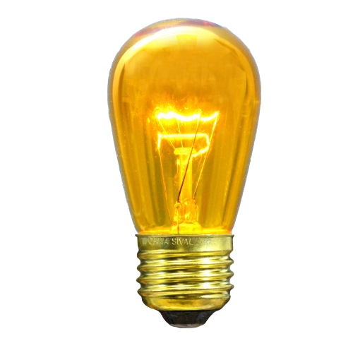 11S14 Sign Bulb, 11W, 130V, E27 base, transparent yellow - (