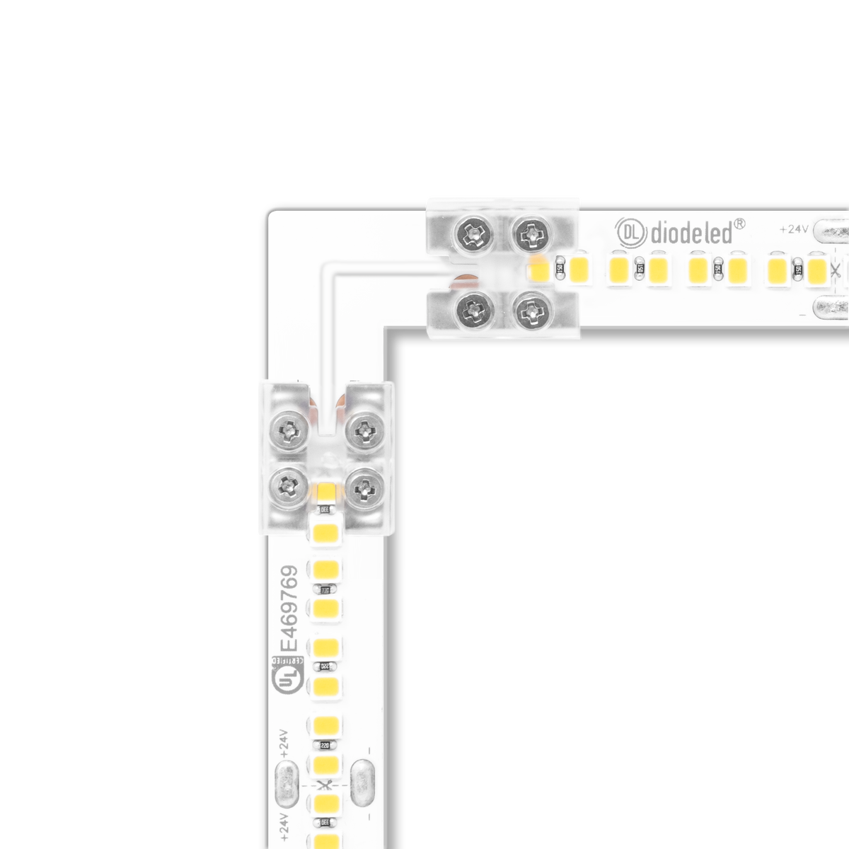 Diode LED DI-TB12-90-TTT-1 Tape Light 90 Degree Corner Connector With Attached 12mm Tape-to-Tape Terminal Blocks - Pack of 1
