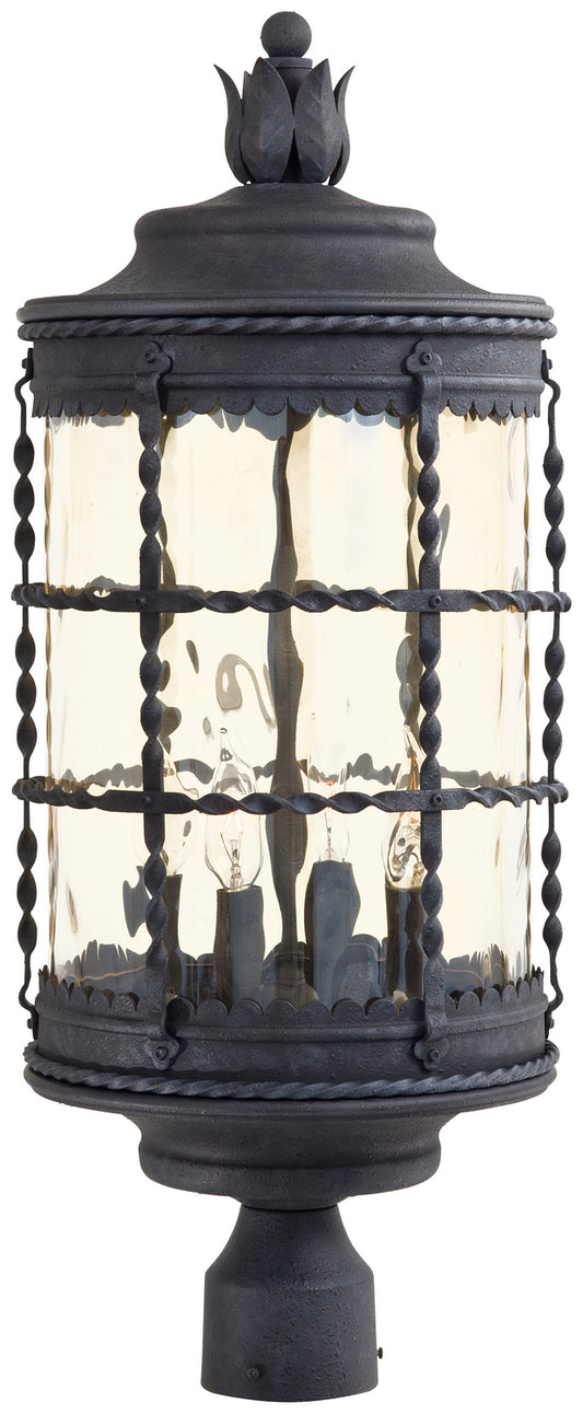 Mallorca Four Light Outdoor Post Lantern in Spanish Iron