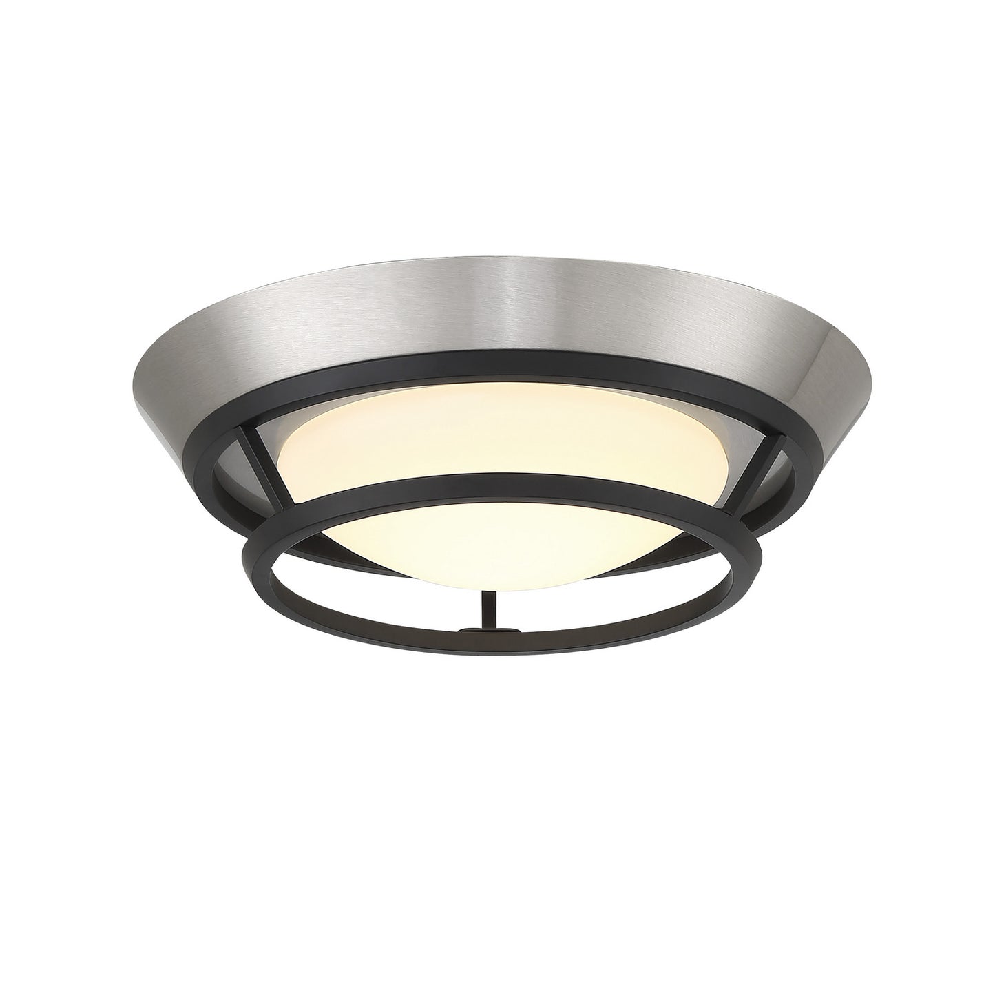 Beam Me Up! LED Flush Mount in Brushed Nickel and Coal Highlights