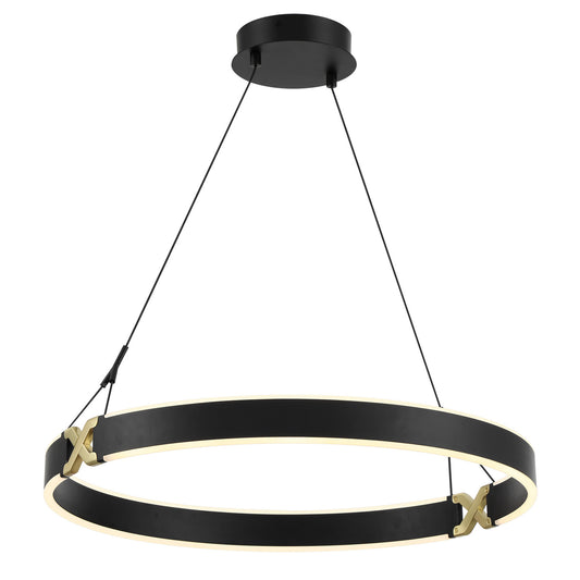 Recovery X LED Pendant in Coal And Satin Brass