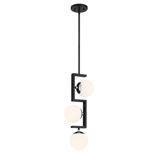 Alluria ll Three Light Pendant in Polished Nickel And Coal