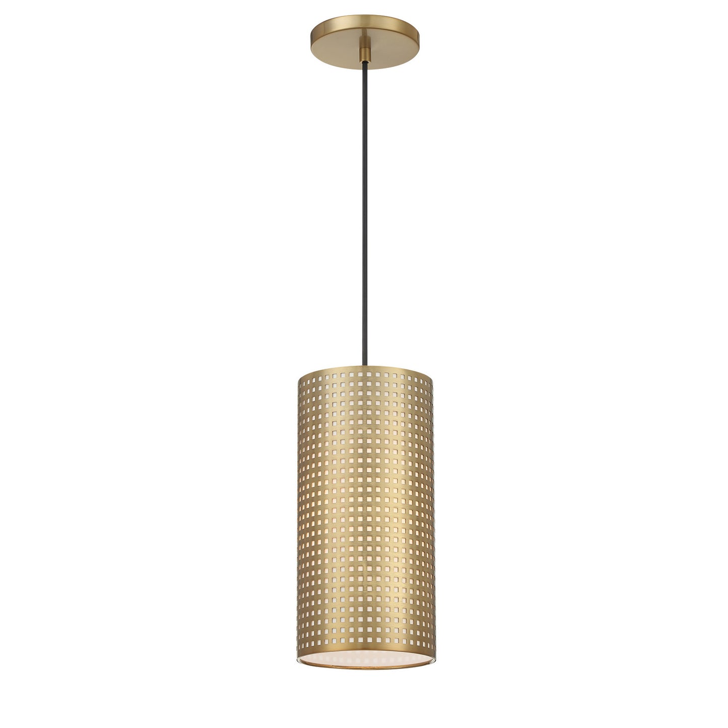 Grid One Light Mini Pendant in Soft Brass