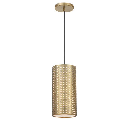 Grid One Light Mini Pendant in Soft Brass