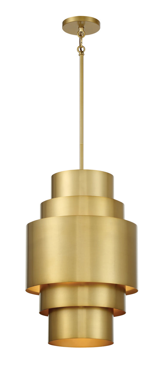 SpyGlass Terrace Three Light Pendant in Soft Brass