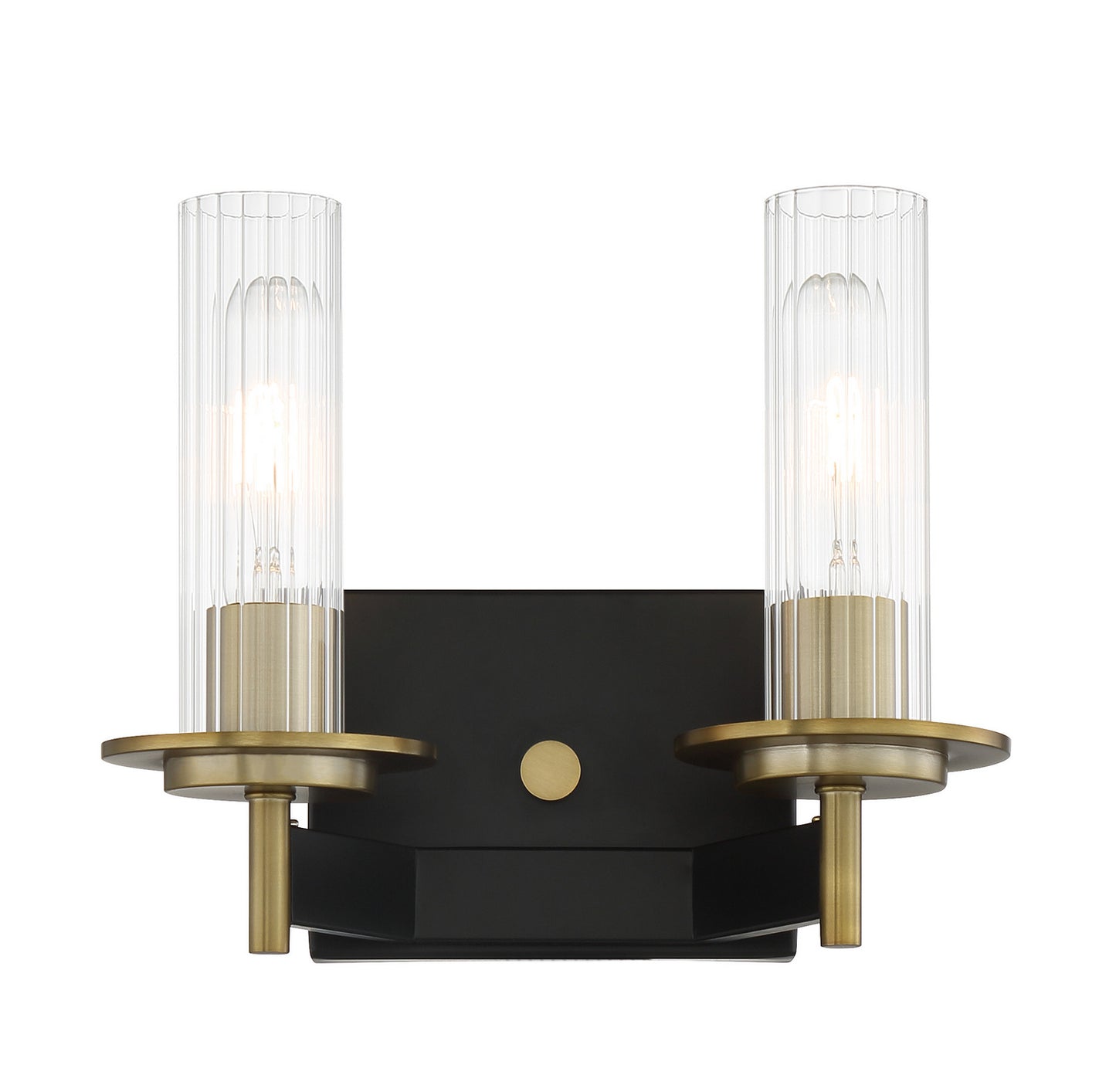 Baldwin Park Two Light Bath in Coal And Soft Brass