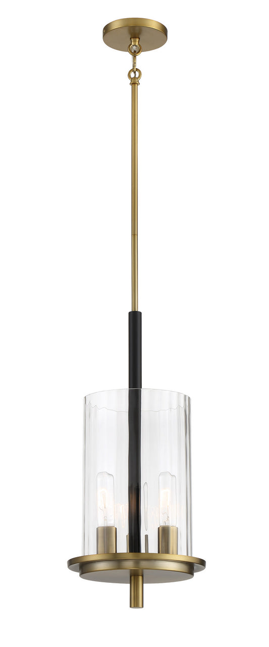 Baldwin Park Three Light Pendant in Coal And Soft Brass