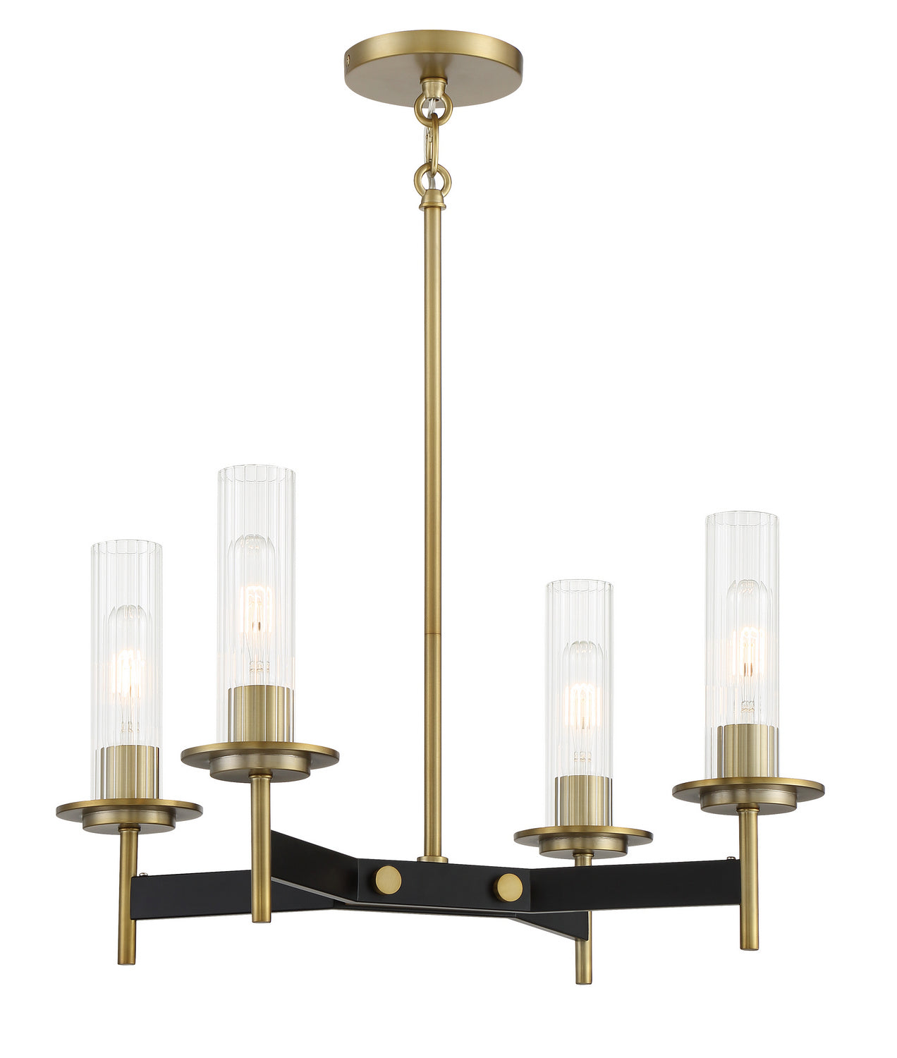 Baldwin Park Four Light Chandelier in Coal And Soft Brass