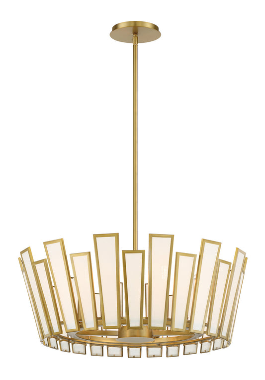 Ricochet Five Light Pendant in Soft Brass