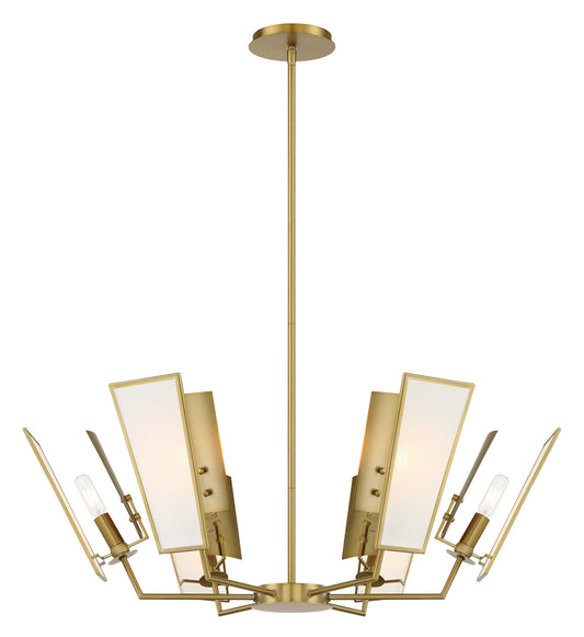 Ricochet Six Light Chandelier in Soft Brass