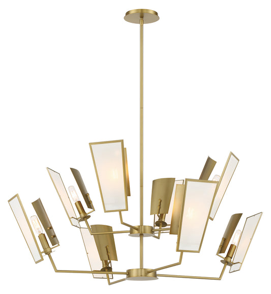 Ricochet Eight Light Chandelier in Soft Brass