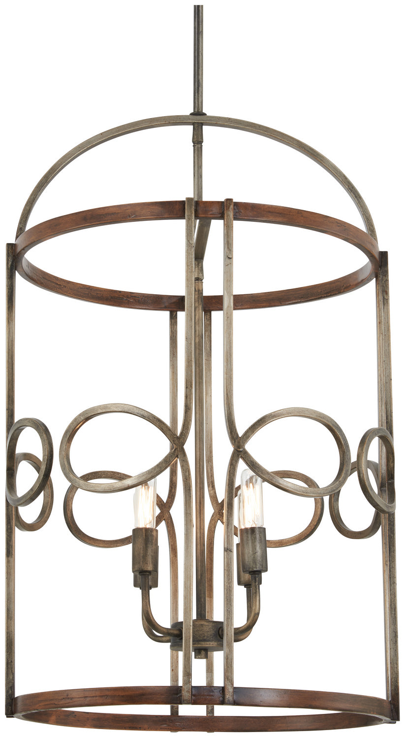 Yorkville by Robin Baron Four Light Pendant in Aged Darkwood w/Silver Patina