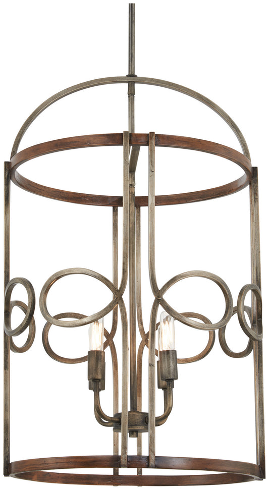 Yorkville by Robin Baron Four Light Pendant in Aged Darkwood w/Silver Patina