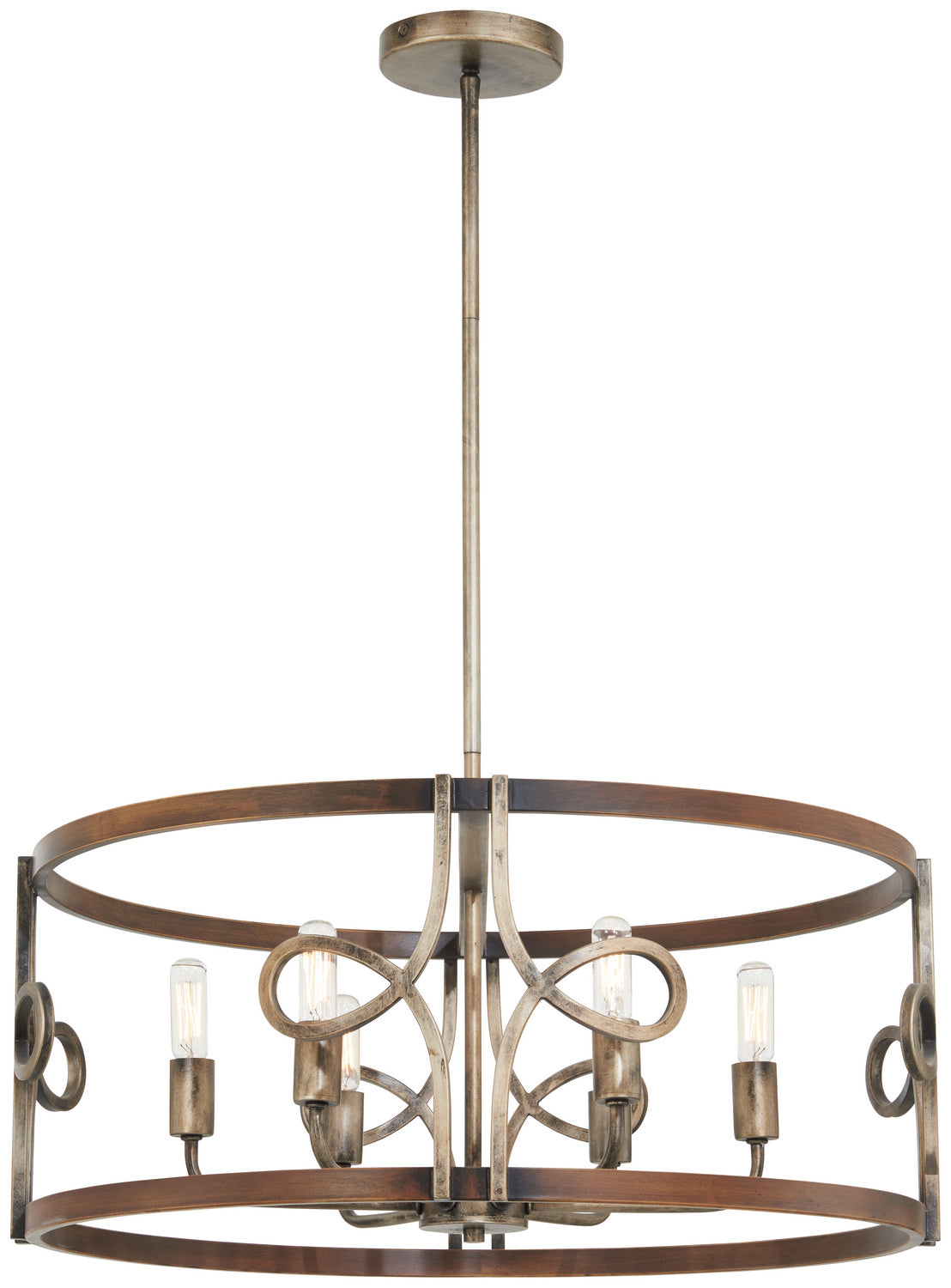 Yorkville by Robin Baron Six Light Pendant in Aged Darkwood w/Silver Patina
