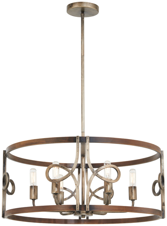 Yorkville by Robin Baron Six Light Pendant in Aged Darkwood w/Silver Patina
