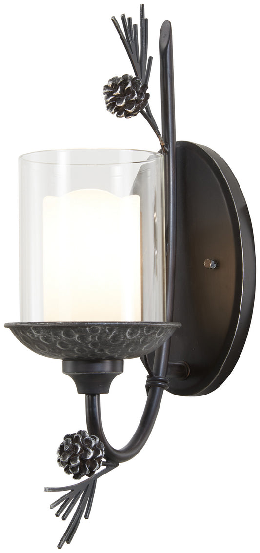 Ponderosa Ridge One Light Wall Sconce in Weathered Spruce w/Silver Highlights