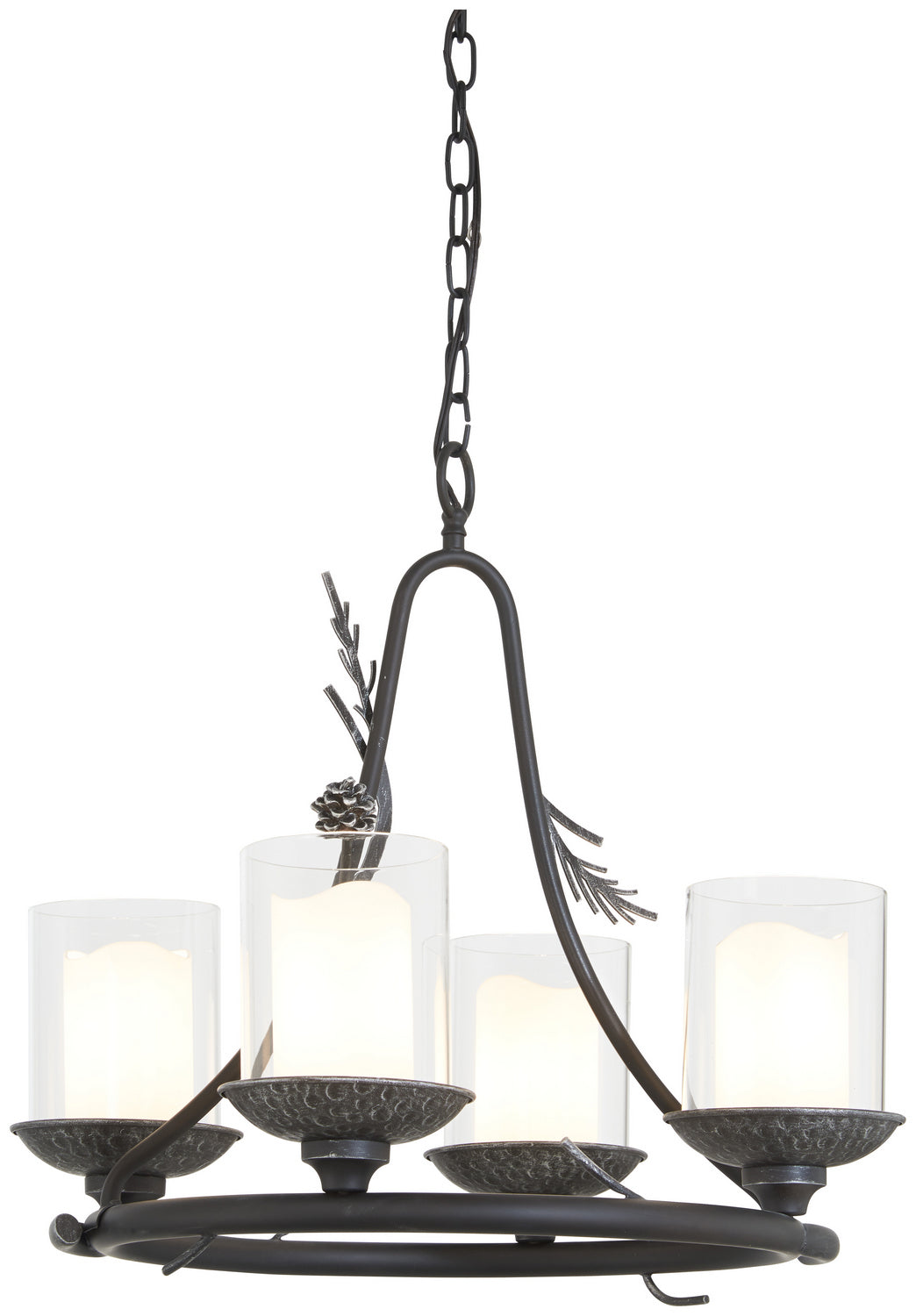 Ponderosa Ridge Four Light Chandelier in Weathered Spruce w/Silver Highlights