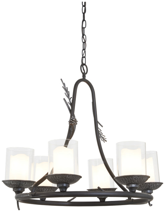 Ponderosa Ridge Six Light Chandelier in Weathered Spruce w/Silver Highlights