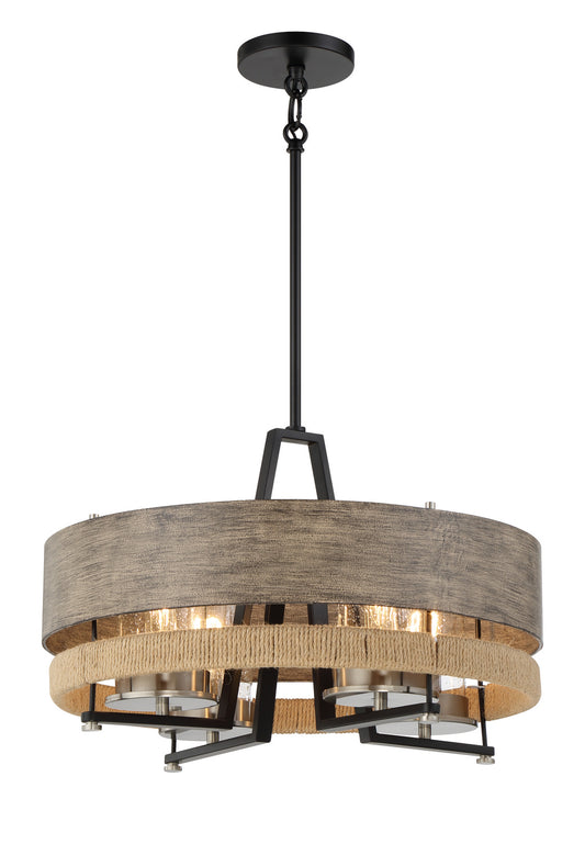 Silver Creek Four Light Convertible Pendant in Stone Grey, Coal And Brushed Nickel