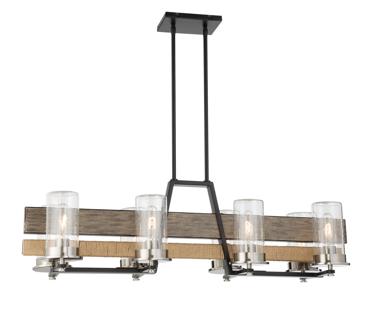 Silver Creek Eight Light Island Pendant in Stone Grey, Coal And Brushed Nickel